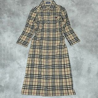 バーバリーブルーレーベル(BURBERRY BLUE LABEL)のバーバリーブルーレーベル ノバチェック シャツ ワンピース 38 ホース刺繍(ひざ丈ワンピース)