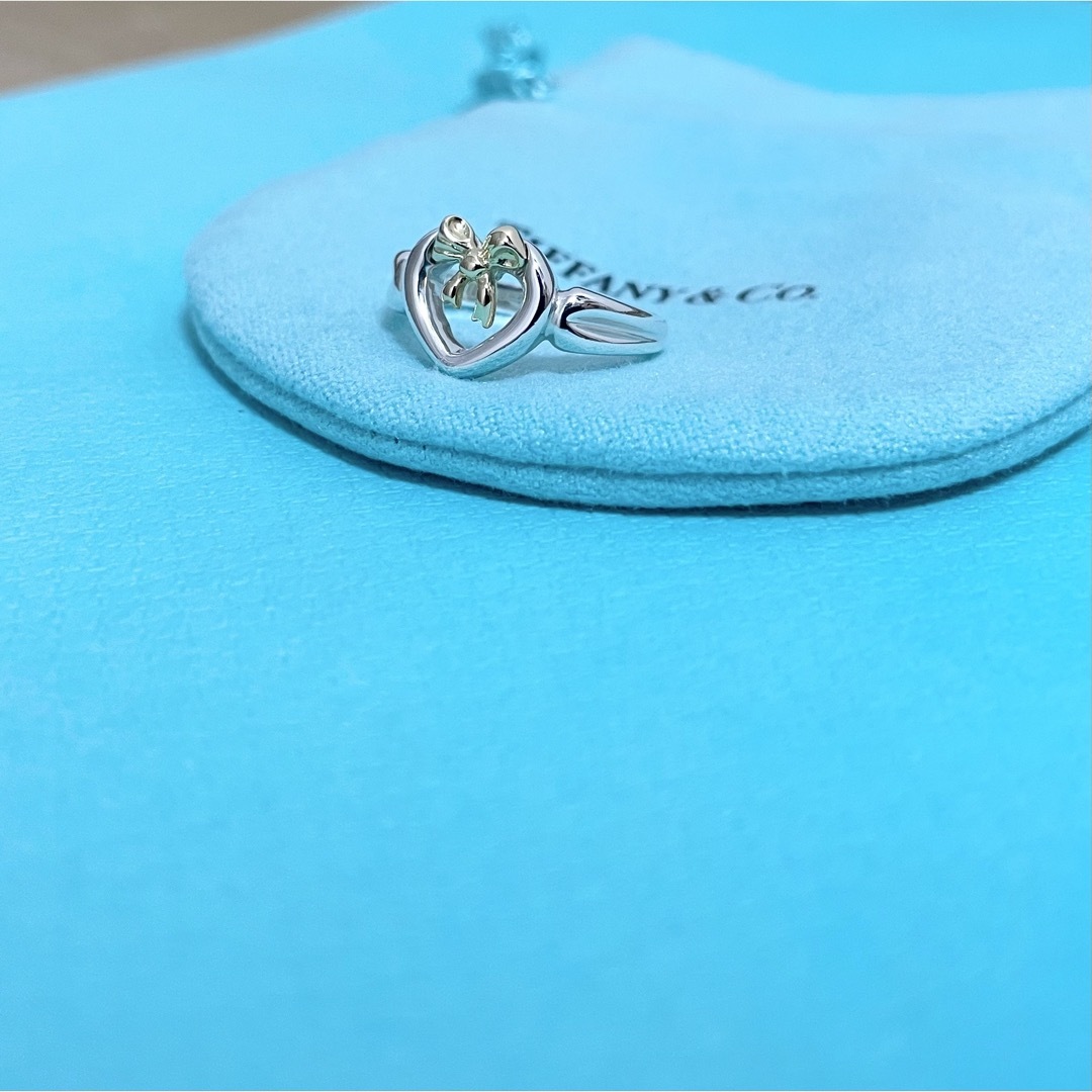 Tiffany & Co.(ティファニー)の【希少】Tiffany & Co. ハート リボン リング 指輪 16号 金 銀 レディースのアクセサリー(リング(指輪))の商品写真