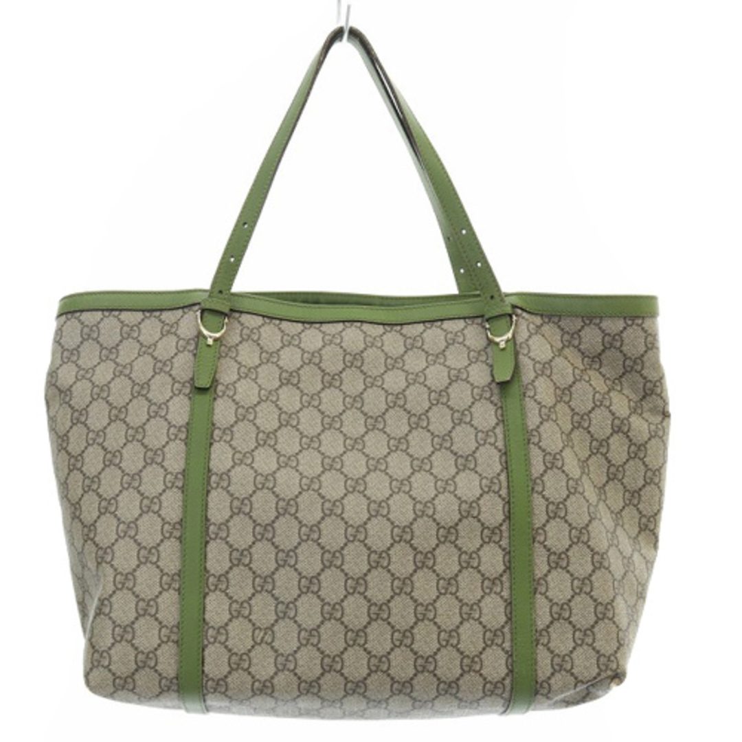 Gucci(グッチ)のグッチ GGスプリーム グッチシマ トートバッグ ハンドバッグ 茶色 緑 レディースのバッグ(トートバッグ)の商品写真