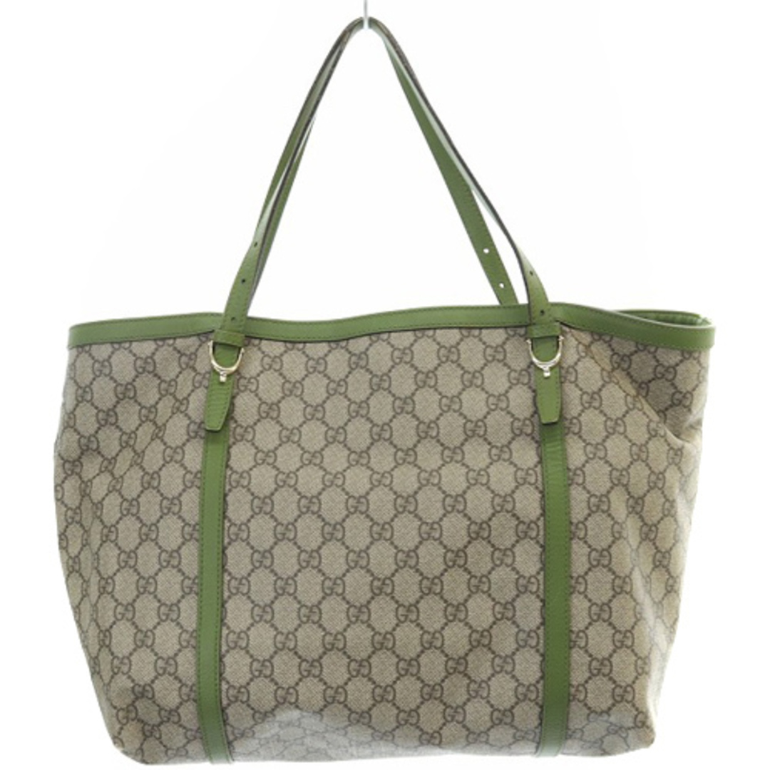 Gucci(グッチ)のグッチ GGスプリーム グッチシマ トートバッグ ハンドバッグ 茶色 緑 レディースのバッグ(トートバッグ)の商品写真