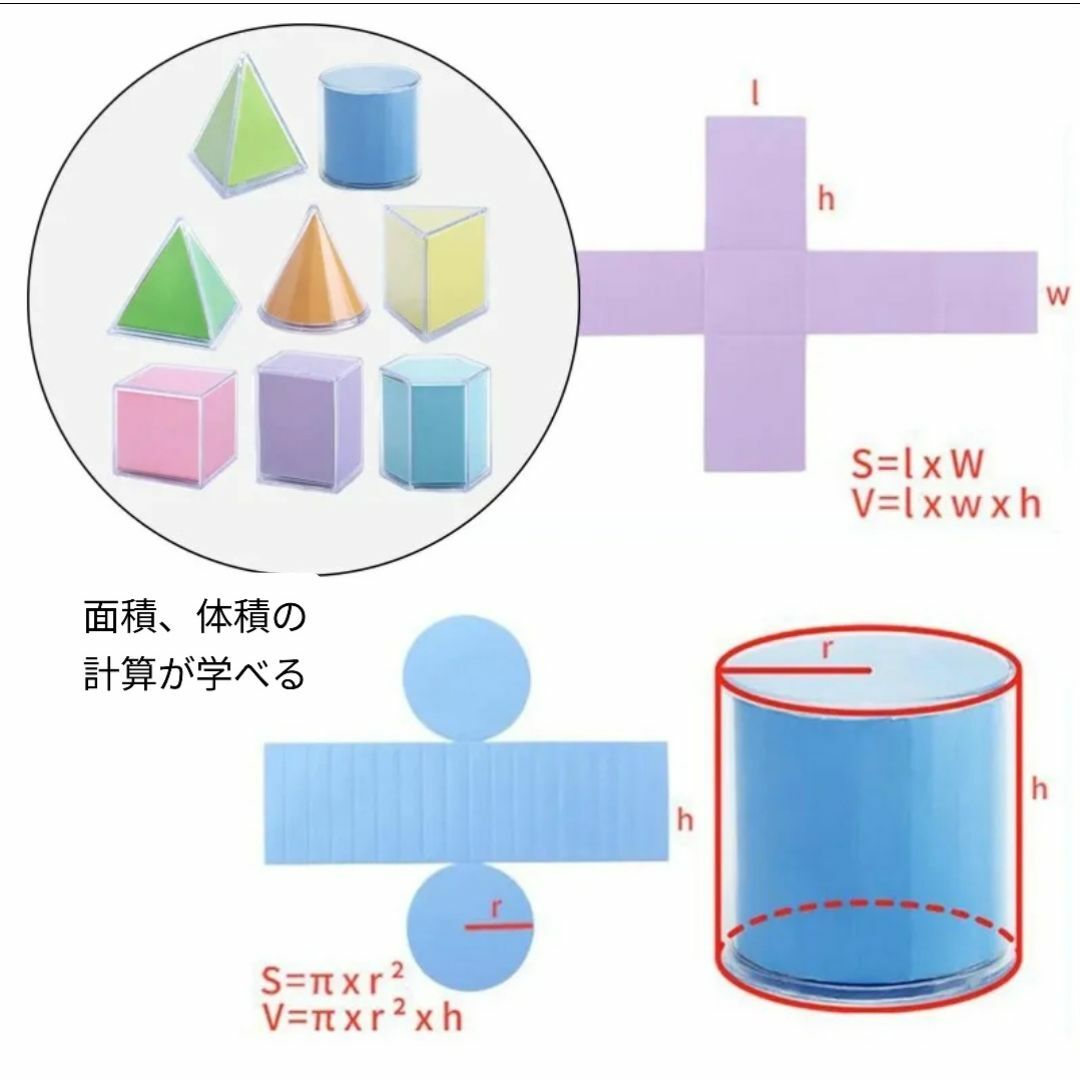 立体展開模型 知育玩具 算数 小学 中学 学習苦手受験 理解 克服 8種類セット インテリア/住まい/日用品の文房具(その他)の商品写真