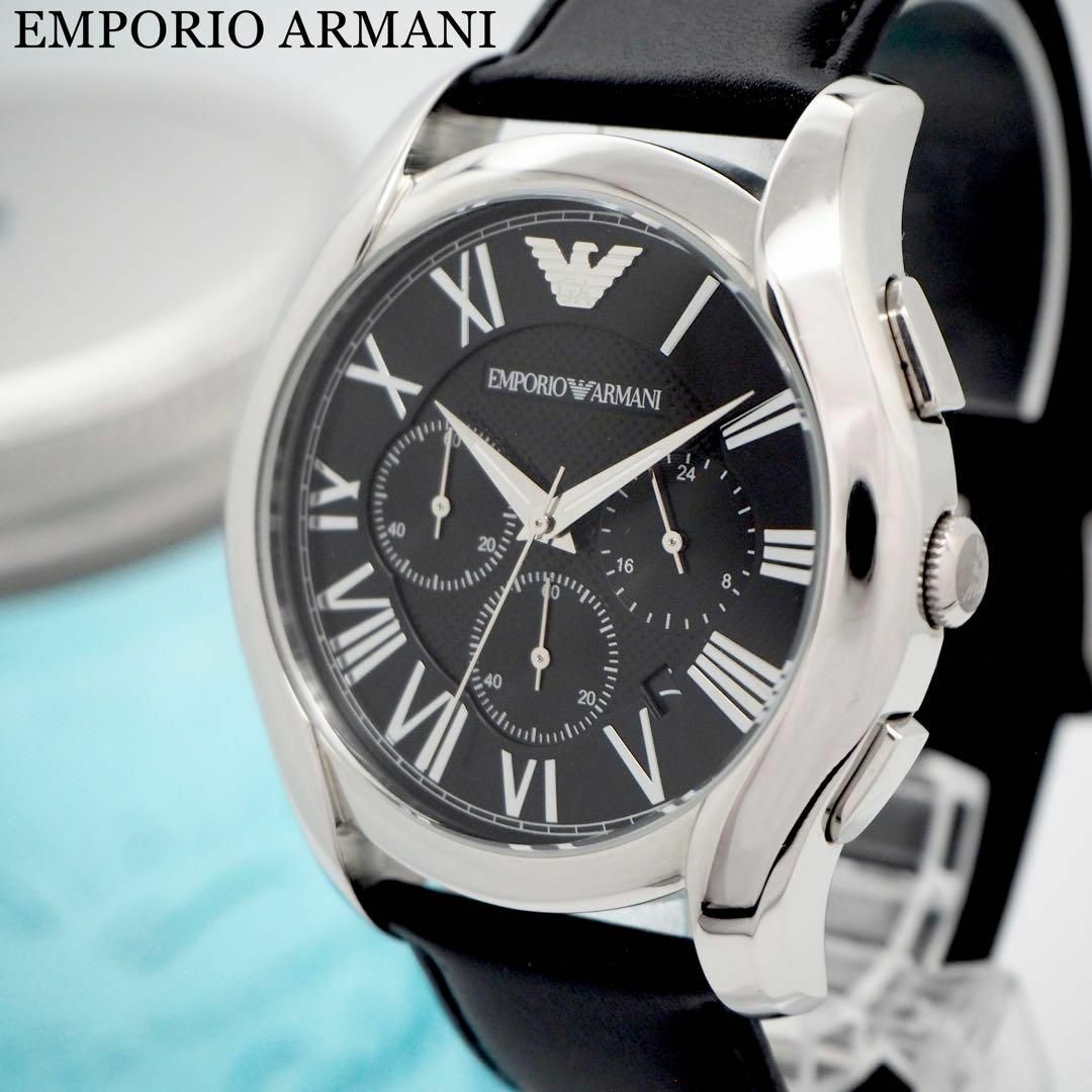 Emporio Armani(エンポリオアルマーニ)の295【美品】 エンポリオアルマーニ時計　メンズ腕時計　クロノグラフ　ブラック メンズの時計(腕時計(アナログ))の商品写真