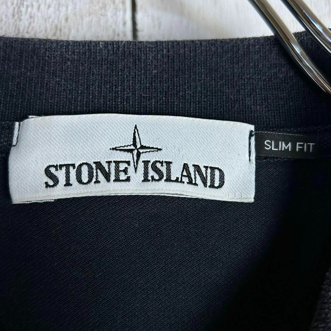 STONE ISLAND(ストーンアイランド)の【人気Lサイズ】ストーンアイランド☆ワッペンロゴ入り半袖ポロシャツ ネイビー メンズのトップス(ポロシャツ)の商品写真