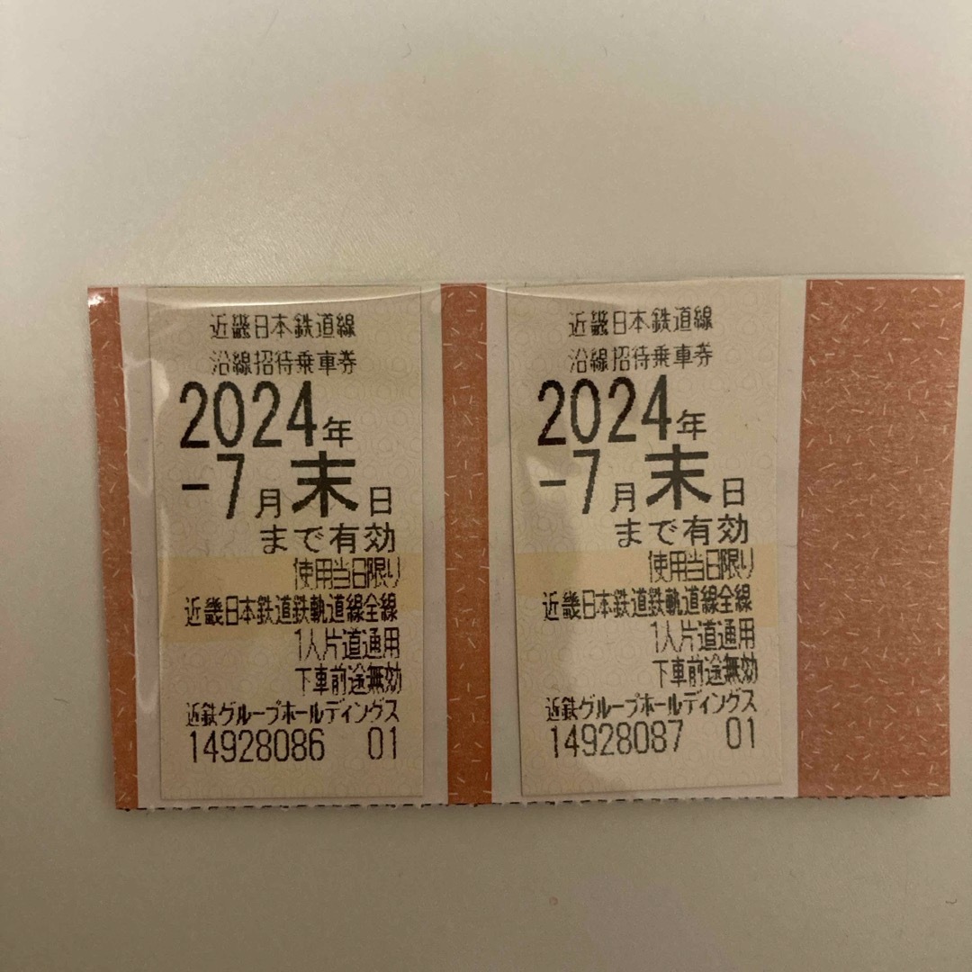 近鉄　株主優待乗車券　2枚 チケットの乗車券/交通券(鉄道乗車券)の商品写真