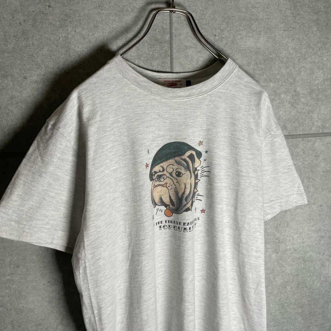 VINTAGE(ヴィンテージ)の[古着]ビンテージ　半袖　Tシャツ　ブルドッグ　犬　アニマル　プリント　白 メンズのトップス(Tシャツ/カットソー(半袖/袖なし))の商品写真