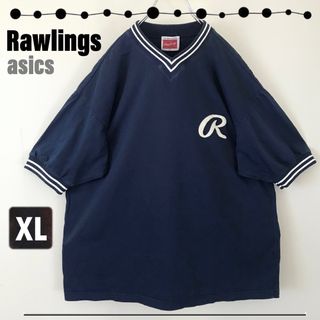 ローリングス★Rロゴ/アップリケ刺繍★ラインリブTシャツ★メンズXL(O)