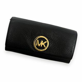 マイケルコース(Michael Kors)のマイケルコース 長財布 二つ折り MKロゴ ゴールド金具 ブラック 782(財布)