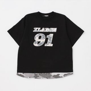 エクストララージキッズ(XLARGE KIDS)の新品XLARGE KIDS ロゴナンバー迷彩柄半袖Tシャツ 男の子 110cm(Tシャツ/カットソー)