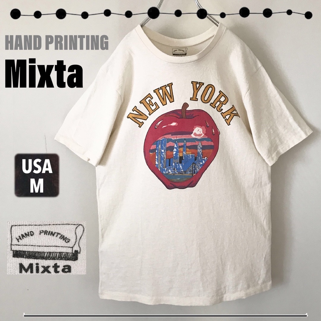 Mixta(ミクスタ)のMixta★USA製/ハンドプリントTシャツ★NY ビッグアップル★生成り メンズのトップス(Tシャツ/カットソー(半袖/袖なし))の商品写真