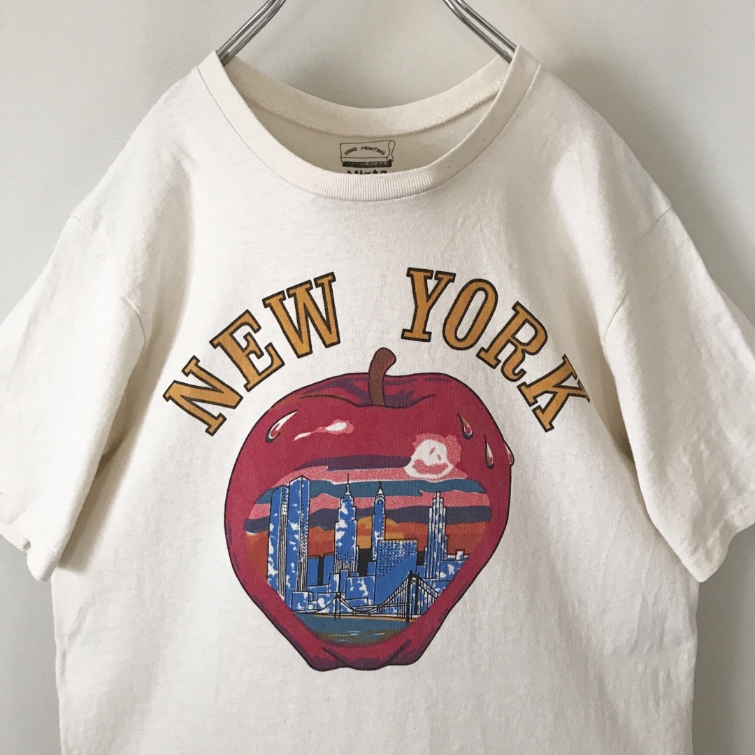 Mixta(ミクスタ)のMixta★USA製/ハンドプリントTシャツ★NY ビッグアップル★生成り メンズのトップス(Tシャツ/カットソー(半袖/袖なし))の商品写真