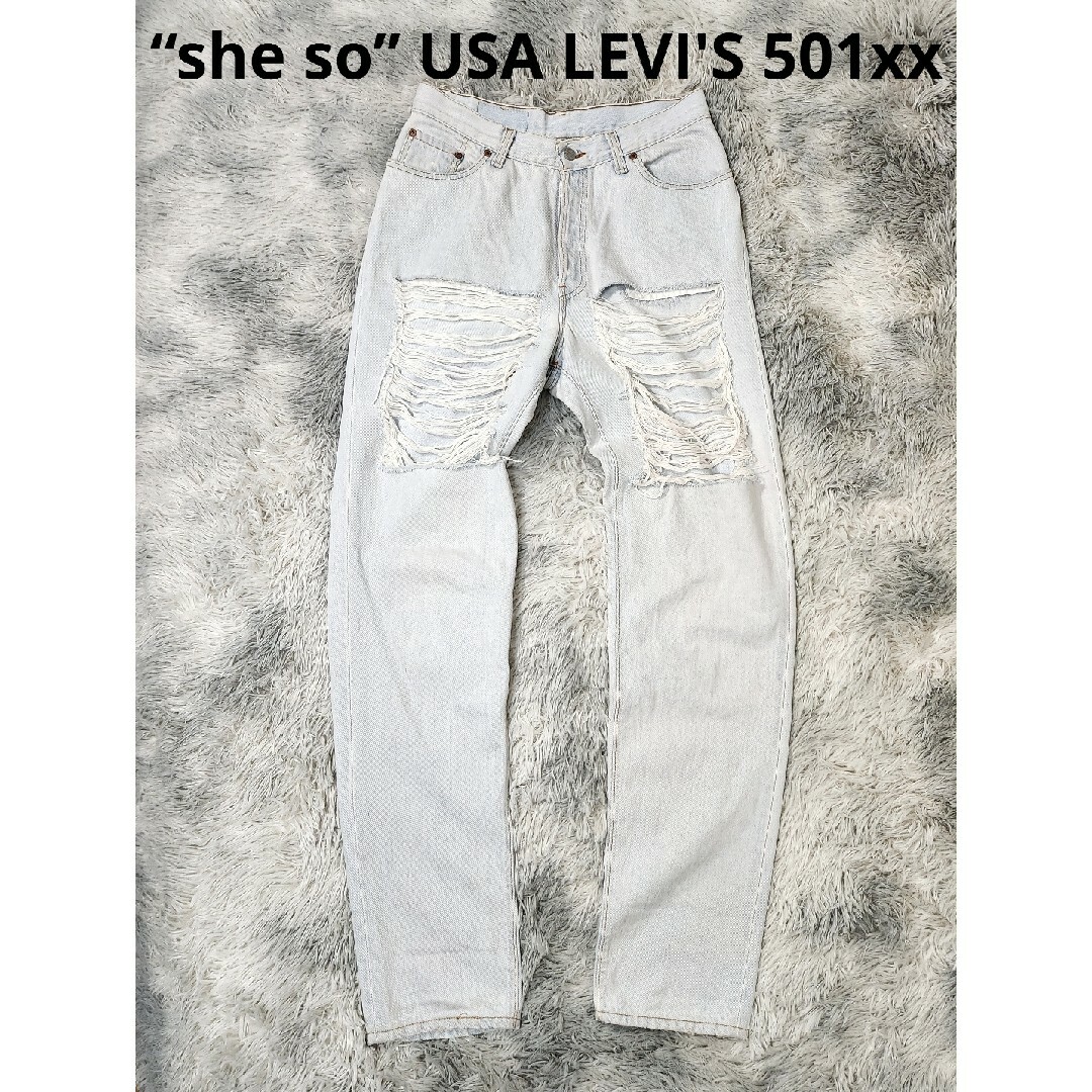 Levi's(リーバイス)の【希少✨ 一点物】  “she so” 米国製 LEVI'S 501xx ハード レディースのパンツ(デニム/ジーンズ)の商品写真