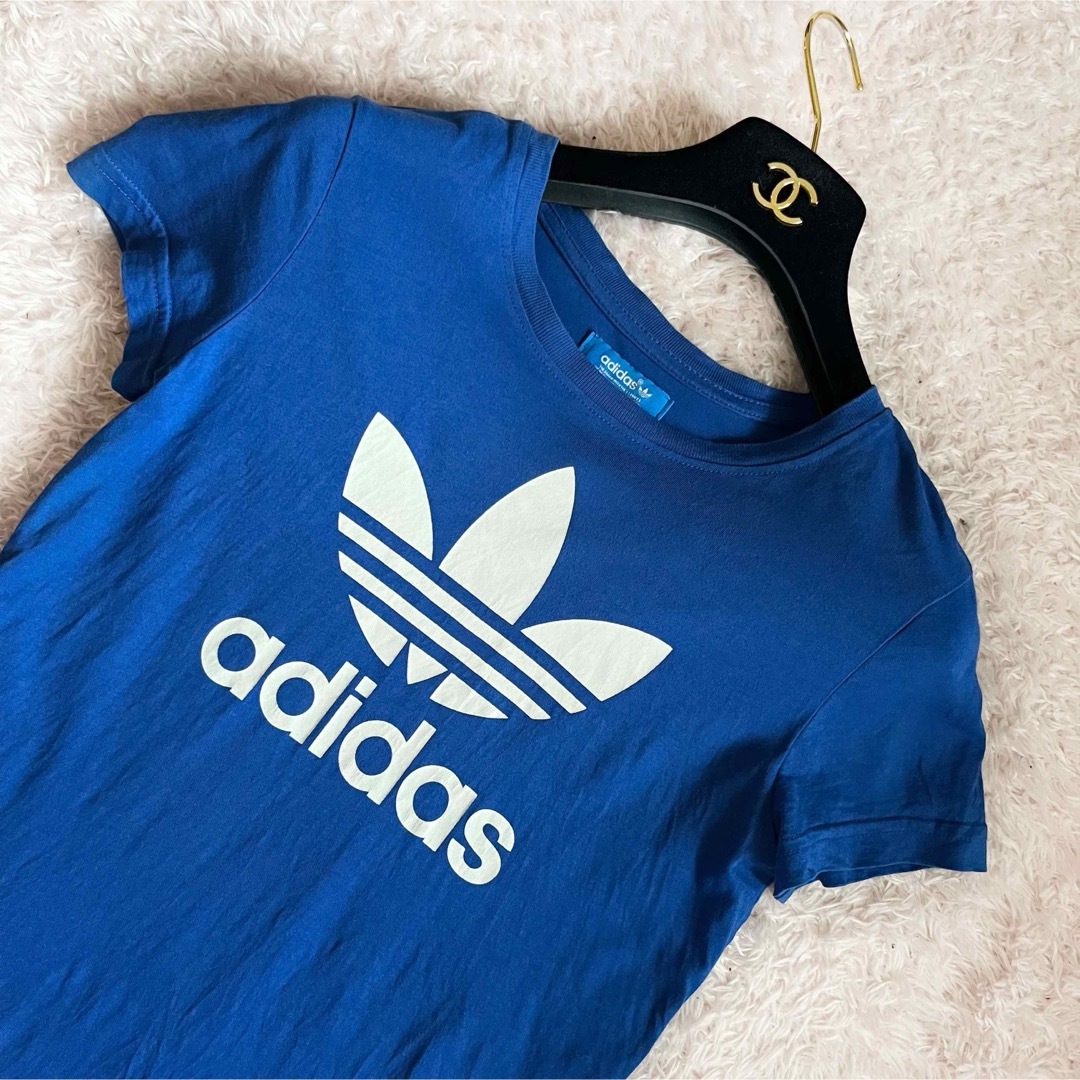 adidas(アディダス)のアディダス ブランドロゴ 半袖 Tシャツ プリントT 青 ブルー S 36 レディースのトップス(Tシャツ(半袖/袖なし))の商品写真