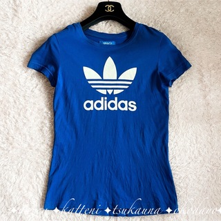 アディダス(adidas)のアディダス ブランドロゴ 半袖 Tシャツ プリントT 青 ブルー S 36(Tシャツ(半袖/袖なし))