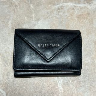 バレンシアガ(Balenciaga)のバレンシアガ　三つ折りレザーウォレット　ブラック　美品(財布)