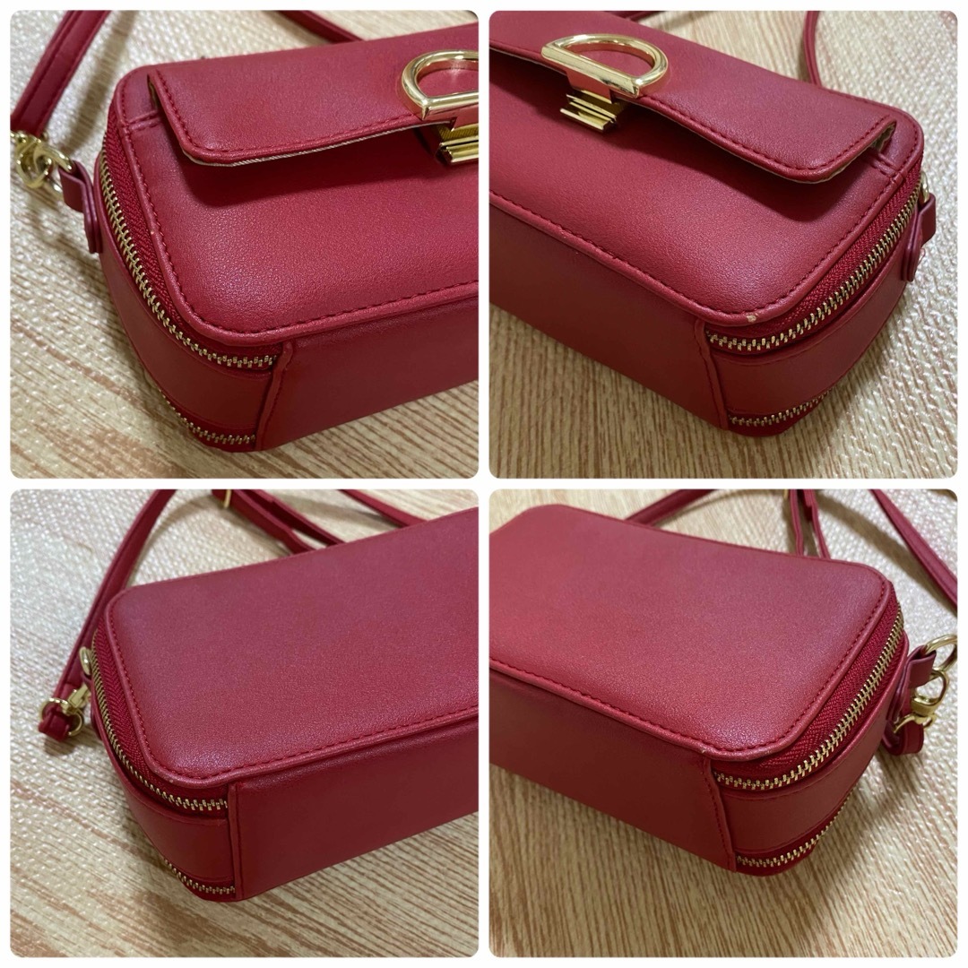 赤ショルダーバッグ　ウォレットショルダー レディースのバッグ(ショルダーバッグ)の商品写真