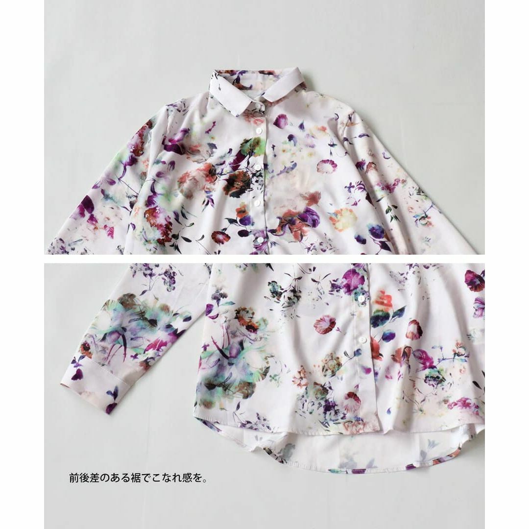 【色: 03 ホワイト】[antiqua] [アンティカ] 花柄 シャツ レディ レディースのファッション小物(その他)の商品写真