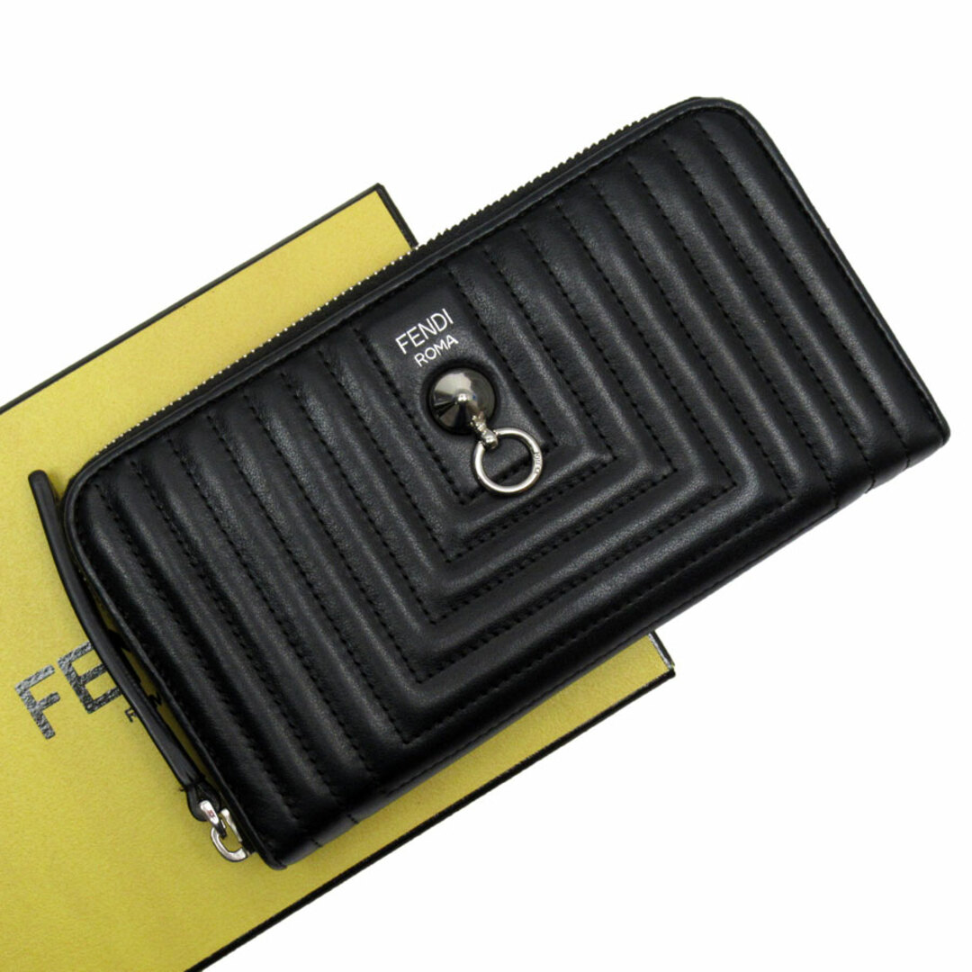 FENDI(フェンディ)のフェンディ FENDI ラウンドファスナー長財布 レザー ブラック レディース 8M0299-9NK 送料無料【中古】 t19286g レディースのファッション小物(財布)の商品写真