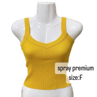 spray premium   スプレイ　リブニットキャミ　イエロー　マスタード(キャミソール)