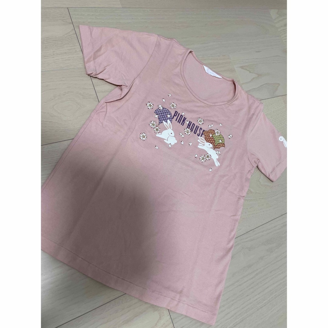 PINK HOUSE(ピンクハウス)の☆未使用　ピンクハウス　うさぎ　桜　Tシャツ　ピンク　Mサイズ　日本製 レディースのトップス(Tシャツ(半袖/袖なし))の商品写真