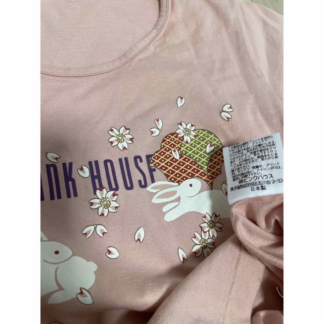 PINK HOUSE(ピンクハウス)の☆未使用　ピンクハウス　うさぎ　桜　Tシャツ　ピンク　Mサイズ　日本製 レディースのトップス(Tシャツ(半袖/袖なし))の商品写真