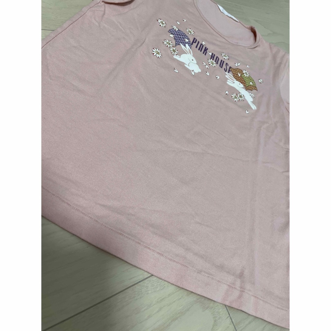 PINK HOUSE(ピンクハウス)の☆未使用　ピンクハウス　うさぎ　桜　Tシャツ　ピンク　Mサイズ　日本製 レディースのトップス(Tシャツ(半袖/袖なし))の商品写真