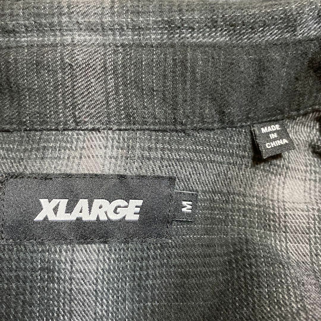 XLARGE(エクストララージ)の【オンブレチェック】X-LARGEスリーブ刺繍ロゴ古着ブラック長袖ストリートM メンズのトップス(シャツ)の商品写真