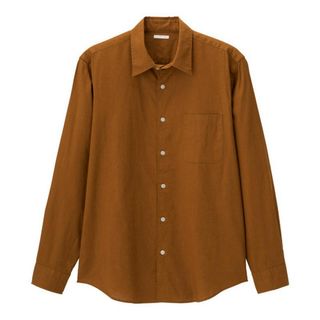 GU - 新品タグ付●GU リネンブレンドシャツ(長袖) ブラウン　XXL