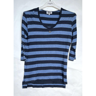 ヴィヴィアンウエストウッド(Vivienne Westwood)のヴィヴィアンウエストウッド　青×水色ストレッチボーダーTシャツ　44(Tシャツ/カットソー(半袖/袖なし))