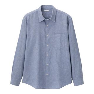 ジーユー(GU)の新品タグ付●GU リネンブレンドシャツ(長袖) ブルー　XXL(シャツ)