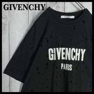 【希少モデル】ジバンシー☆ビッグロゴ入りTシャツ デストロイ加工 PARIS(Tシャツ/カットソー(半袖/袖なし))