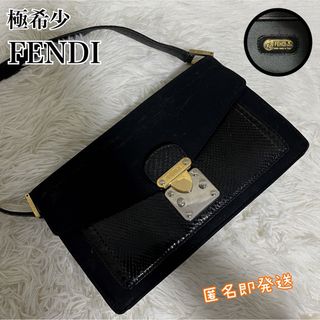 フェンディ(FENDI)の✨極希少✨　FENDI ワンショルダーバック　パイソン　スエード　ロゴ　2way(ショルダーバッグ)