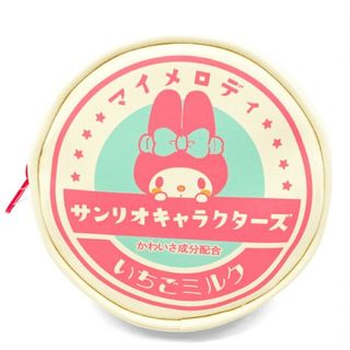 マイメロディ 牛乳瓶のふた風ポーチ マイメロ サンリオ コスメポーチ 小物入れ(キャラクターグッズ)