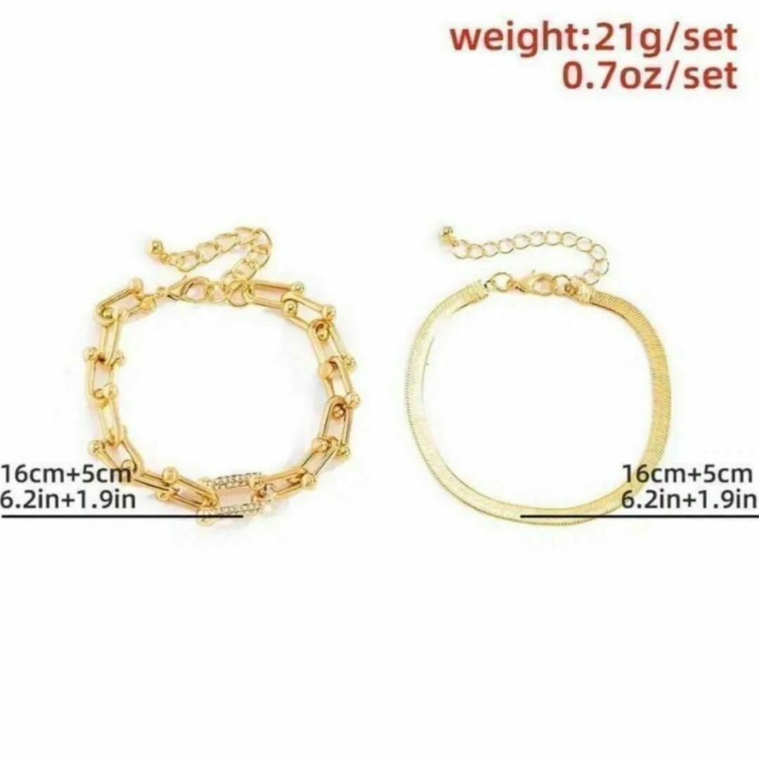 豪華 2個セット 18k ゴールド ブレスレット czダイヤモンド サージカル レディースのアクセサリー(ブレスレット/バングル)の商品写真