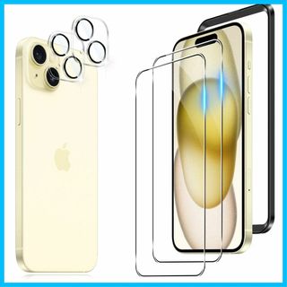 【人気商品】【4枚入り】For iPhone 15 ガラスフィルム （2枚） +(その他)