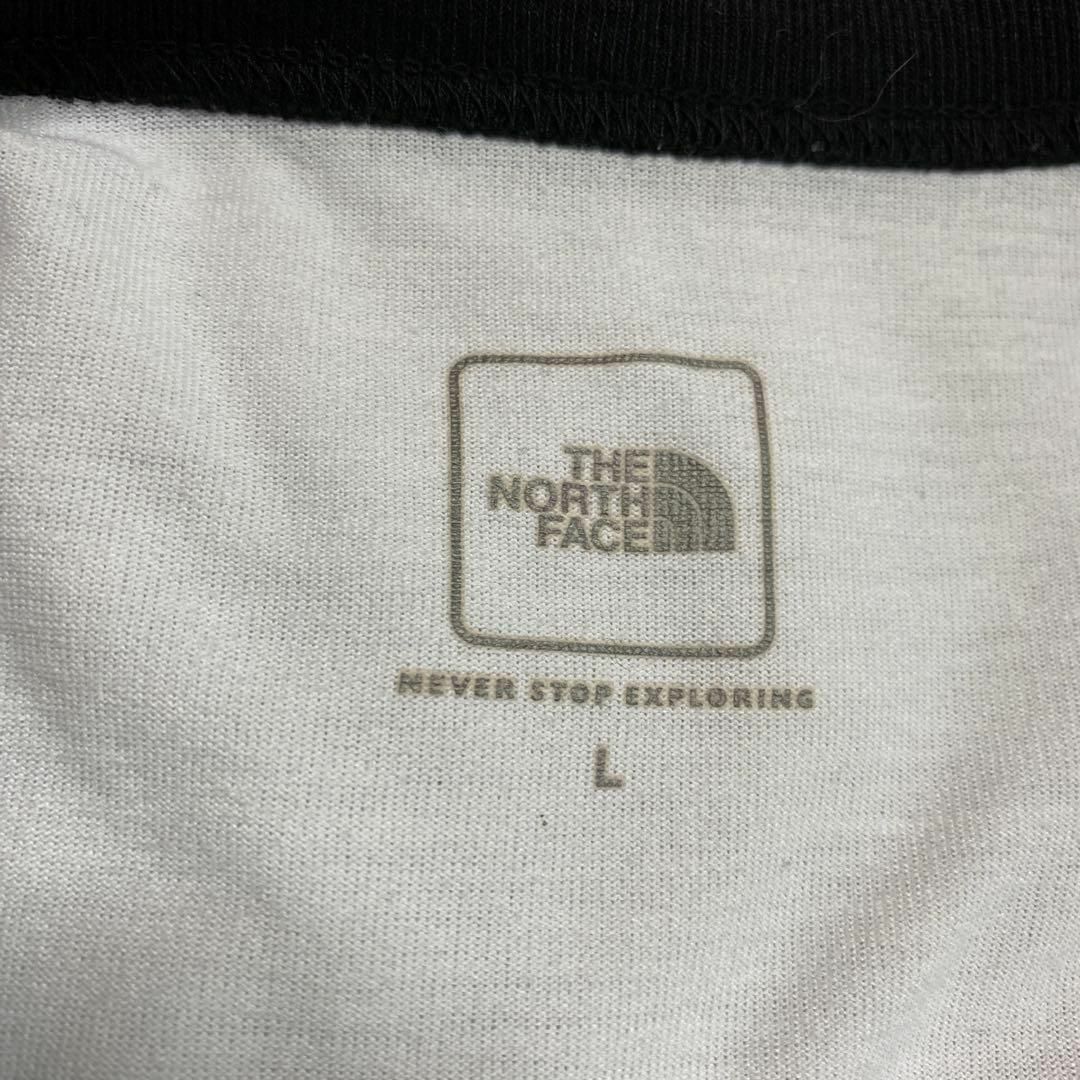 THE NORTH FACE(ザノースフェイス)の【リンガーTシャツ】NORTH FACEノースフェイス古着ビックロゴ白L半袖 メンズのトップス(Tシャツ/カットソー(半袖/袖なし))の商品写真