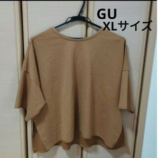 GU XLサイズ カットソー トップス ブラウン　茶色(カットソー(半袖/袖なし))