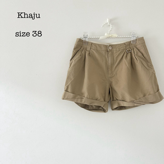 Khaju - 【カージュシップス】ロールアップショーパン　ベージュ　金ボタン　38サイズ