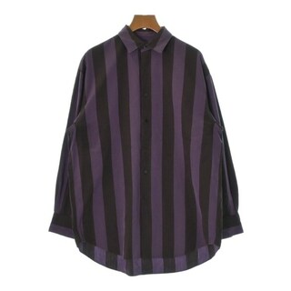 LOEFF ロエフ カジュアルシャツ 1(S位) 紫x茶(ストライプ) 【古着】【中古】(シャツ/ブラウス(長袖/七分))