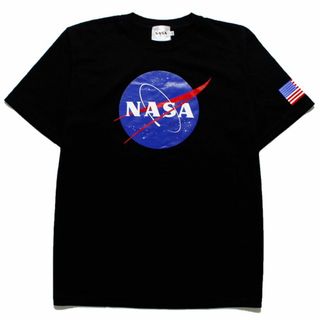 新品 NASA ロゴ おもしろ Tシャツ M～XL/　ブラック ag3-0020(Tシャツ/カットソー(半袖/袖なし))