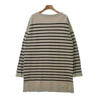 オーシバル(ORCIVAL)のORCIVAL Tシャツ・カットソー 7(XXL位) ベージュx黒(ボーダー) 【古着】【中古】(カットソー(半袖/袖なし))