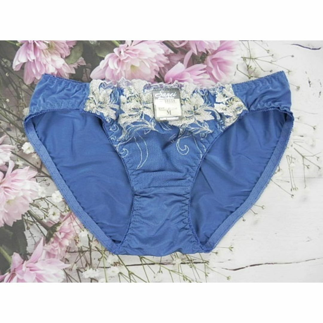 SE29★B80 L★ブラショーツセット Wパッド 百合刺繍　水色 レディースの下着/アンダーウェア(ブラ&ショーツセット)の商品写真