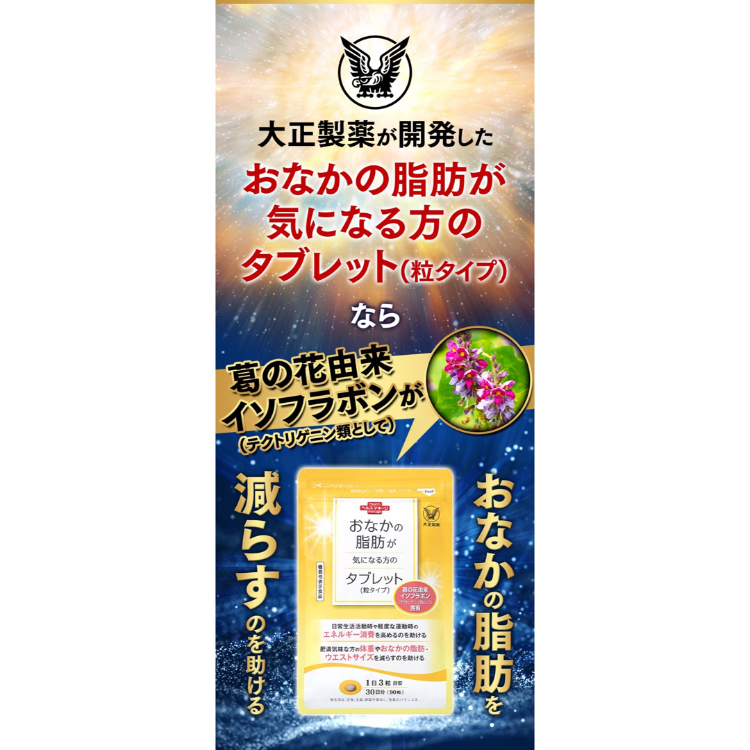 大正製薬(タイショウセイヤク)の大正製薬【1袋】おなかの脂肪が気になる方のタブレット各袋90粒【機能性表示食品】 コスメ/美容のダイエット(ダイエット食品)の商品写真