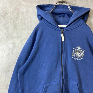 ジェイプレス(J.PRESS)の【刺繍ロゴ、ジップパーカー】J.PRESS古着かぶり青90s ニューヨーカー(パーカー)