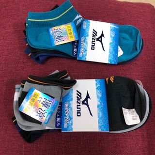 タグ付き mizuno ソックス 24〜26㎝　６足　春夏向　メッシュ編み(ソックス)