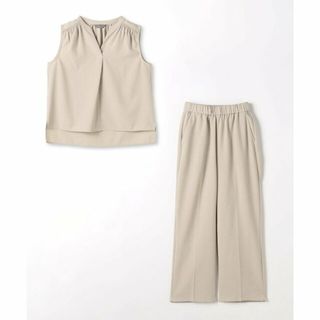 アデイインザライフ(a day in the life)の【BEIGE】キーネック ノースリーブブラウス +ワイドパンツ -セットアップ --ハンドウォッシャブル-<A DAY IN THE LIFE>(ロングワンピース/マキシワンピース)