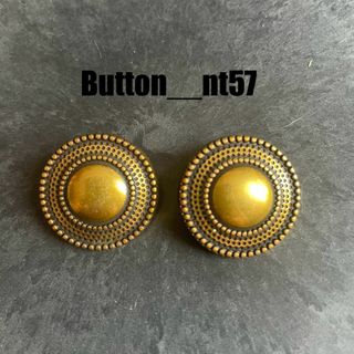 ２個　ラウンド　アンティークゴールド ドット　ボタン(各種パーツ)