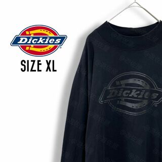 Dickies - ディッキーズ ロンT 古着 XL ゆるダボ ボルトネック ビッグロゴ 黒b59