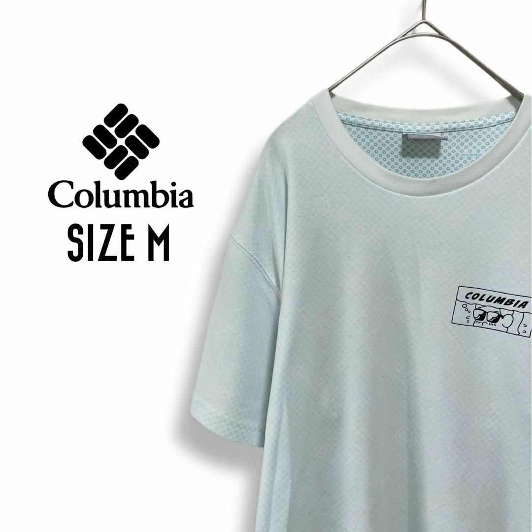 Columbia(コロンビア)のコロンビア Tシャツ 古着 M スリーブロゴ 裏地ドット バックプリントb60 メンズのトップス(Tシャツ/カットソー(半袖/袖なし))の商品写真