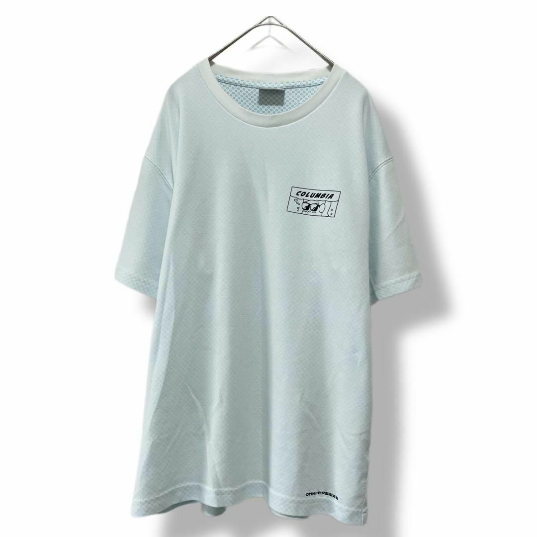 Columbia(コロンビア)のコロンビア Tシャツ 古着 M スリーブロゴ 裏地ドット バックプリントb60 メンズのトップス(Tシャツ/カットソー(半袖/袖なし))の商品写真