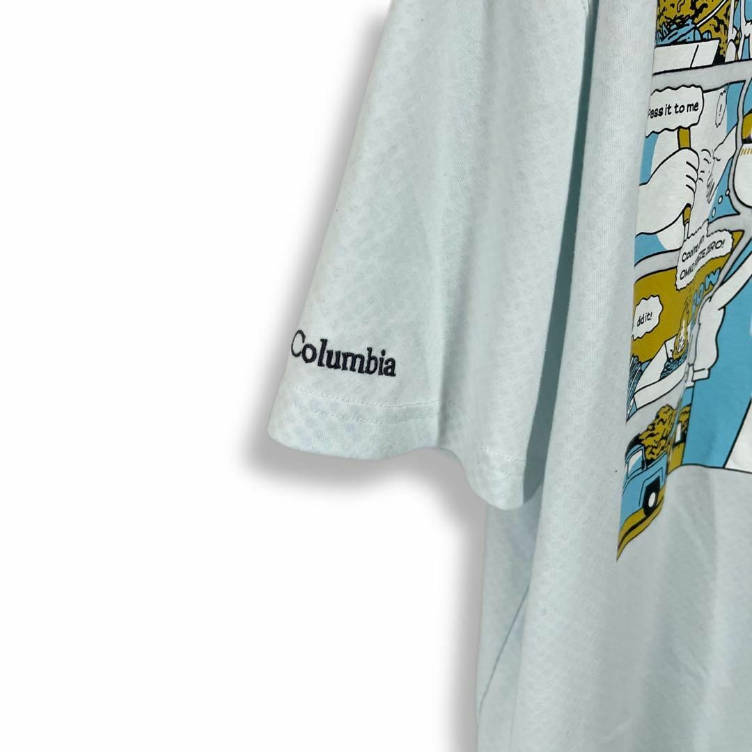 Columbia(コロンビア)のコロンビア Tシャツ 古着 M スリーブロゴ 裏地ドット バックプリントb60 メンズのトップス(Tシャツ/カットソー(半袖/袖なし))の商品写真